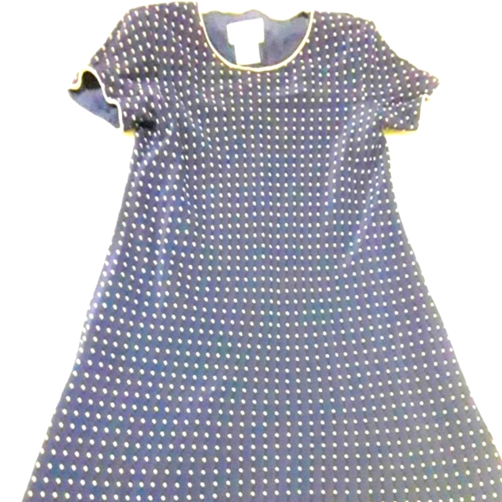 Navy Silk Polka Dot Dress, 6-4 P